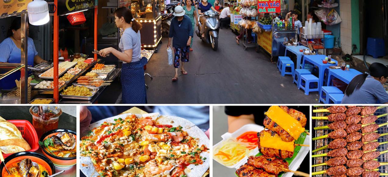 Khu phố ẩm thực Sài Gòn về đêm Hồ Thị Kỷ với nhiều món ăn hấp dẫn (Ảnh: Sưu tầm)