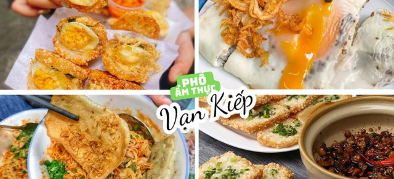 Thiên đường ẩm thực đường Vạn Kiếp sẽ giúp bạn no căng bụng với hàng loạt các món ăn ngon (Ảnh: Eva.vn)