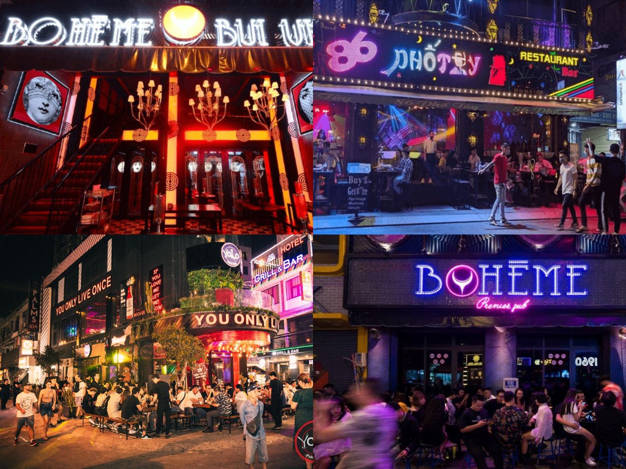 Phố Tây Bùi Viện có gì? Khu phố nổi tiếng với nhiều quán bar, pub hiện đại trải dài hai bên đường (Ảnh: Sưu tầm)